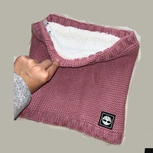❣️2/$36 Timberland Pink Sherpa Lined Cowl Neck Gaiter Wrap Scarf Textured Knit